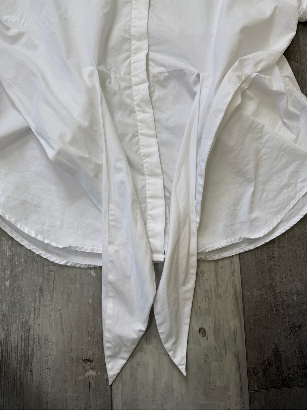 Lauren Ralph Lauren White Tie Front Blouse Large Cotton Poplin Button Up - Picture 11 of 13